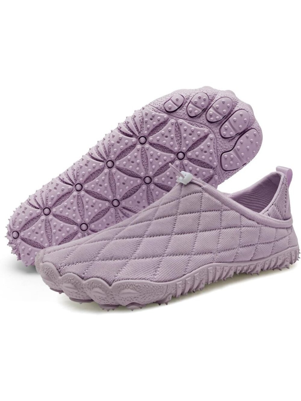 👑Men's Light Purple Knit Pull on Comfortable Wide Toe Adjustable  Non Slip Shoe